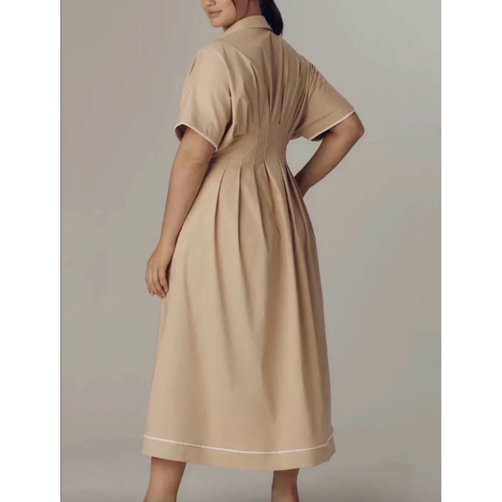 EUC Anthropologie Exquise The Tobie Button-Front Pleated Shirt Dress Plus Size - Picture 5 of 11